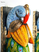 Unique Set of 2 Hand Painted Wooden Peacock Wall Brackets 1