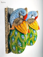Unique Set of 2 Hand Painted Wooden Peacock Wall Brackets 3