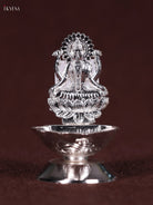 Unique Silver Plated Shank Oil Lamp With Goddess Lakshmi Design