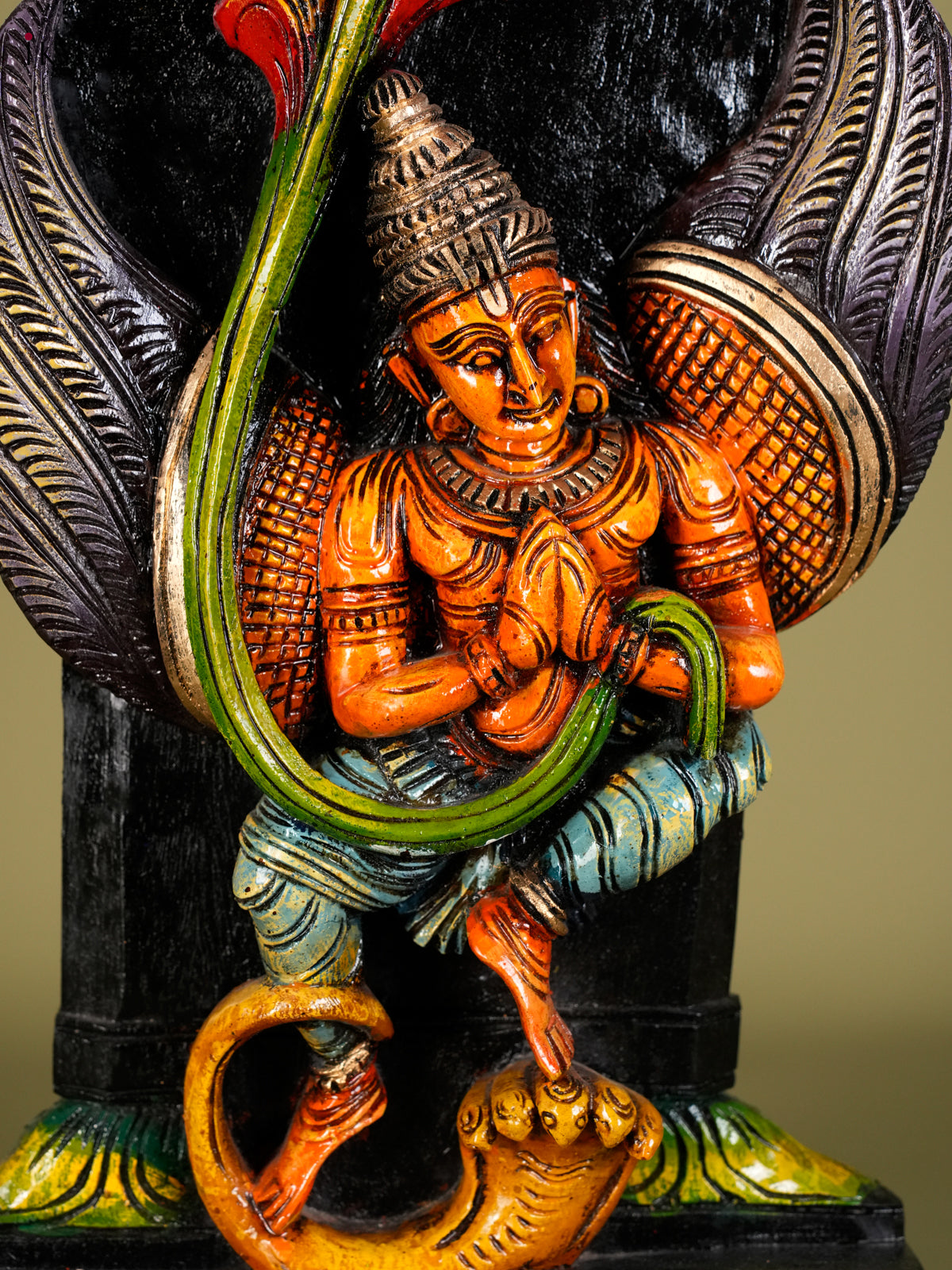 Unique Wooden Handpainted Balaji And Garuda Statue 2