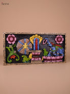 Vibrant Hand Painted Kalahasteeswara Worshiped By An Elephant Wooden Panel 3