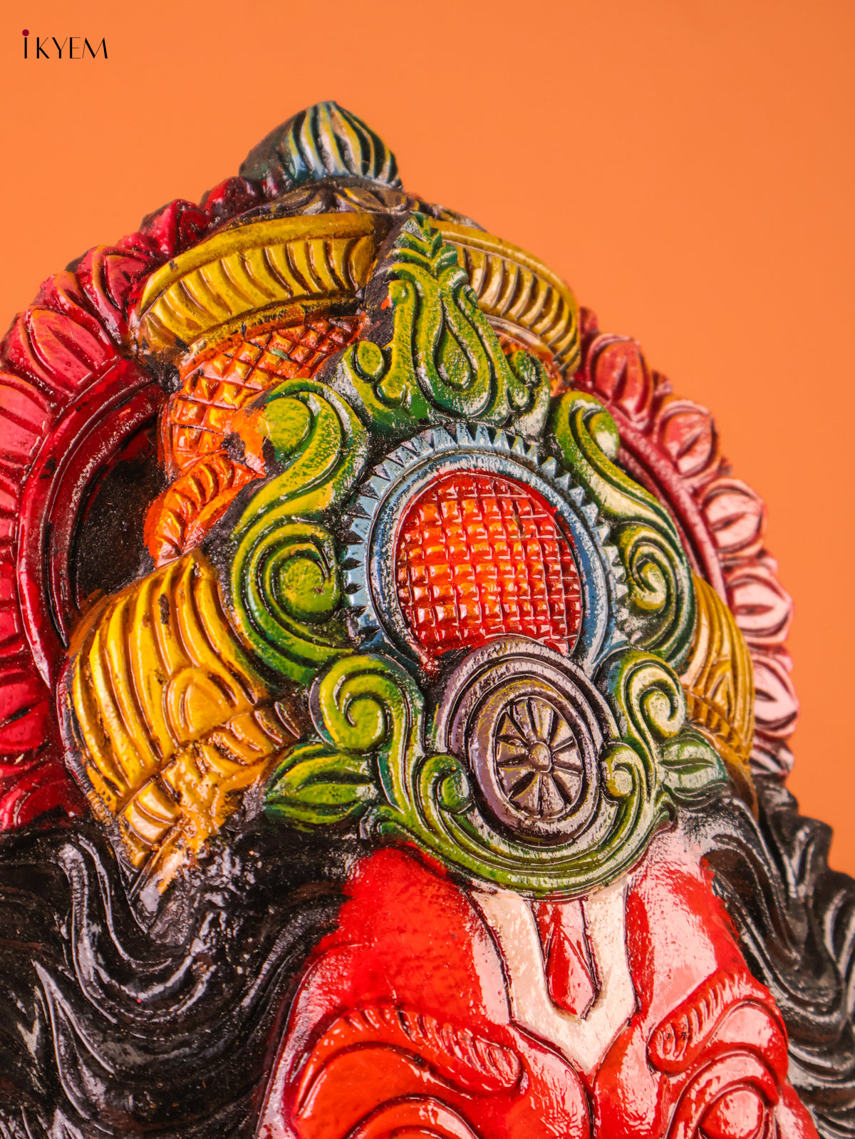 Vibrant Hand Painted Lord Narasimha Wooden Face Mask 2