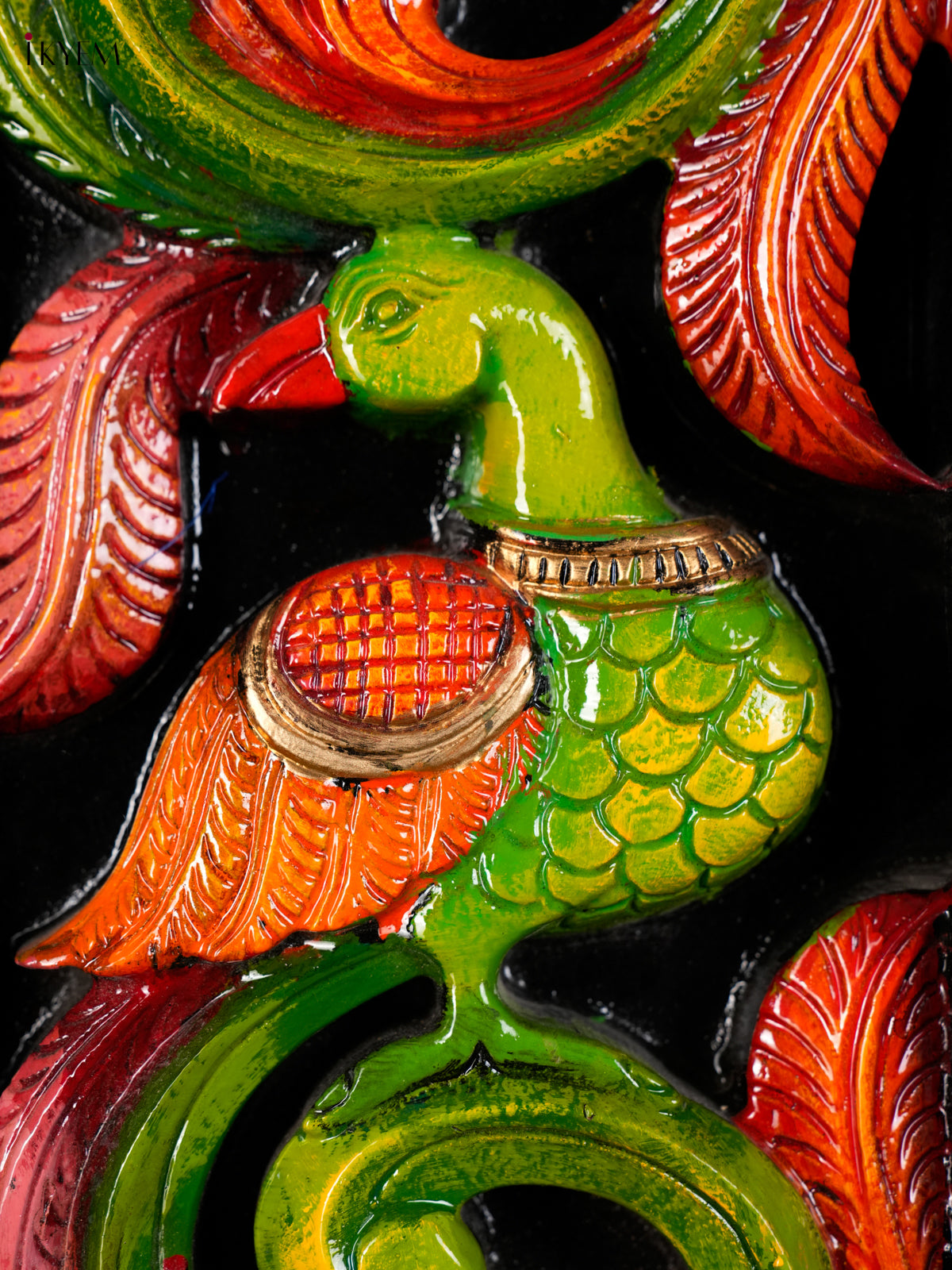 Vibrant Hand Painted Parrot Carved Vertical Wooden Panel Set 2