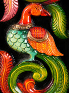 Vibrant Hand Painted Parrot Carved Vertical Wooden Panel Set 3