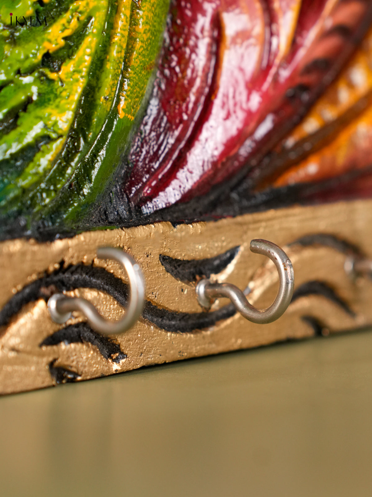 Vibrant Hand Painted Parrot Wooden Keychain Holder 2