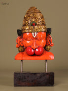 Vibrant Handcrafted Lord Hanuman Face Wooden Idol 
