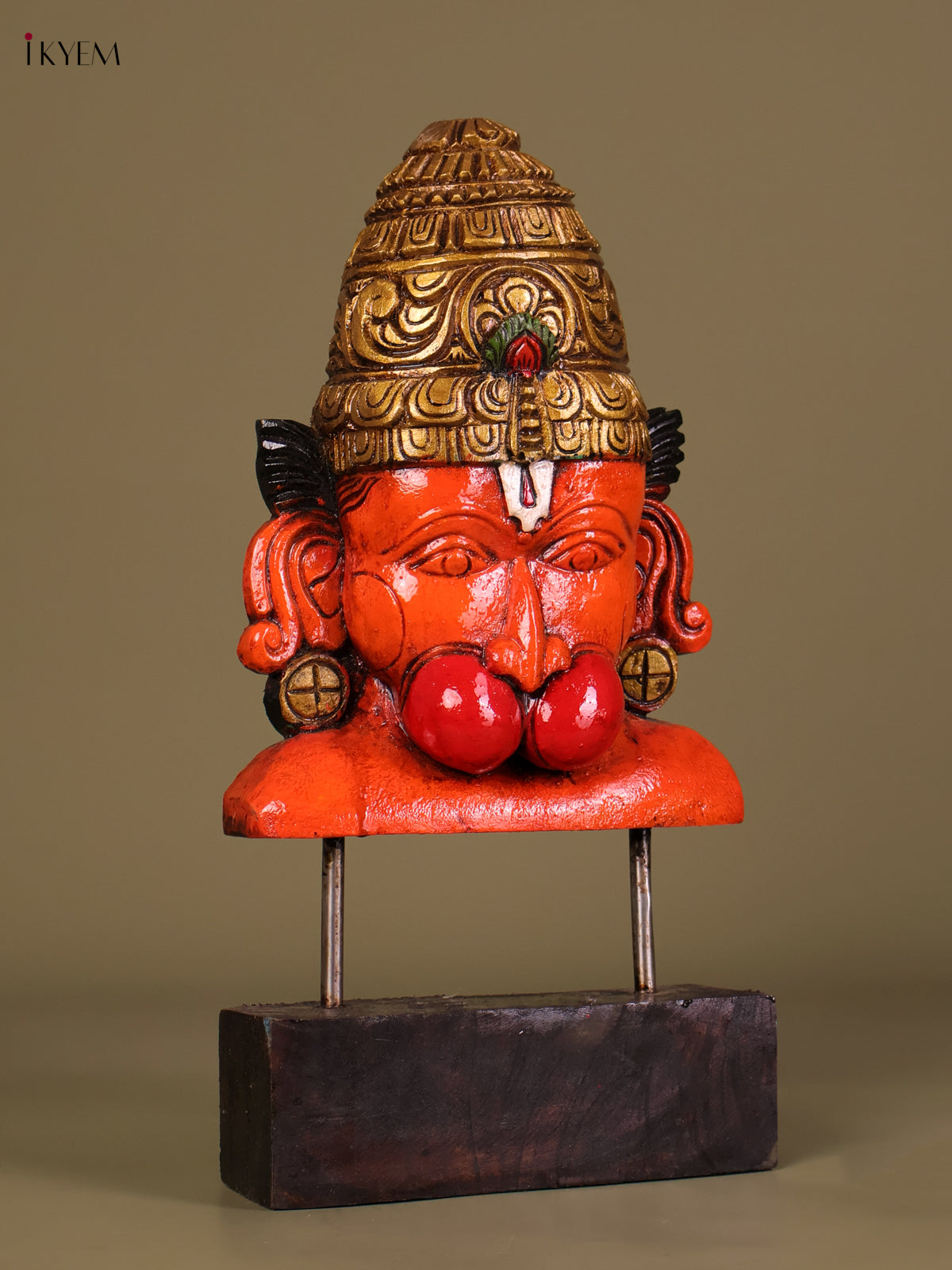 Vibrant Handcrafted Lord Hanuman Face Wooden Idol 2