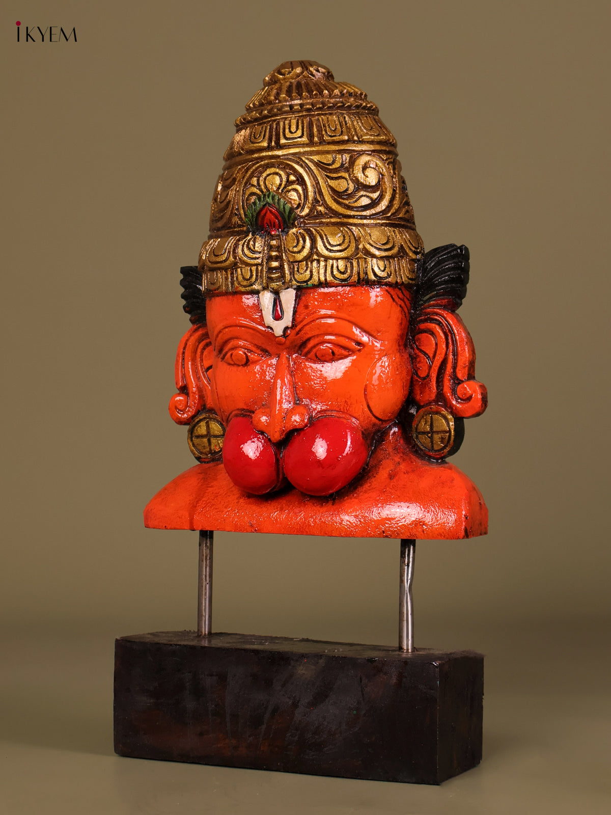 Vibrant Handcrafted Lord Hanuman Face Wooden Idol 3