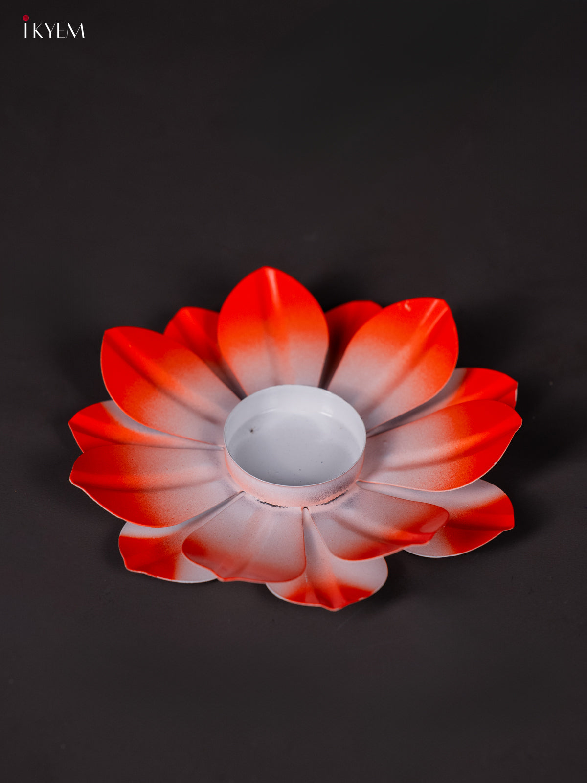 Vibrant Orange Hand-Painted Lotus Decorative Candle Holder