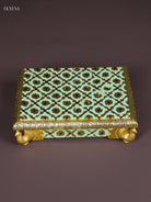Vibrant Pista Green Meenakari Printed Manai with Peacock Embossed Legs
