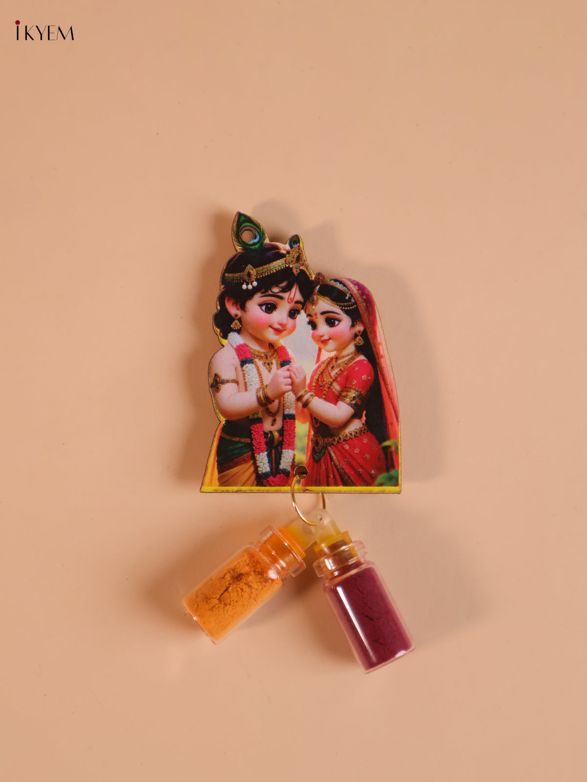 Vibrant Radha Krishna Haldi Kumkum Set with Fridge Magnets