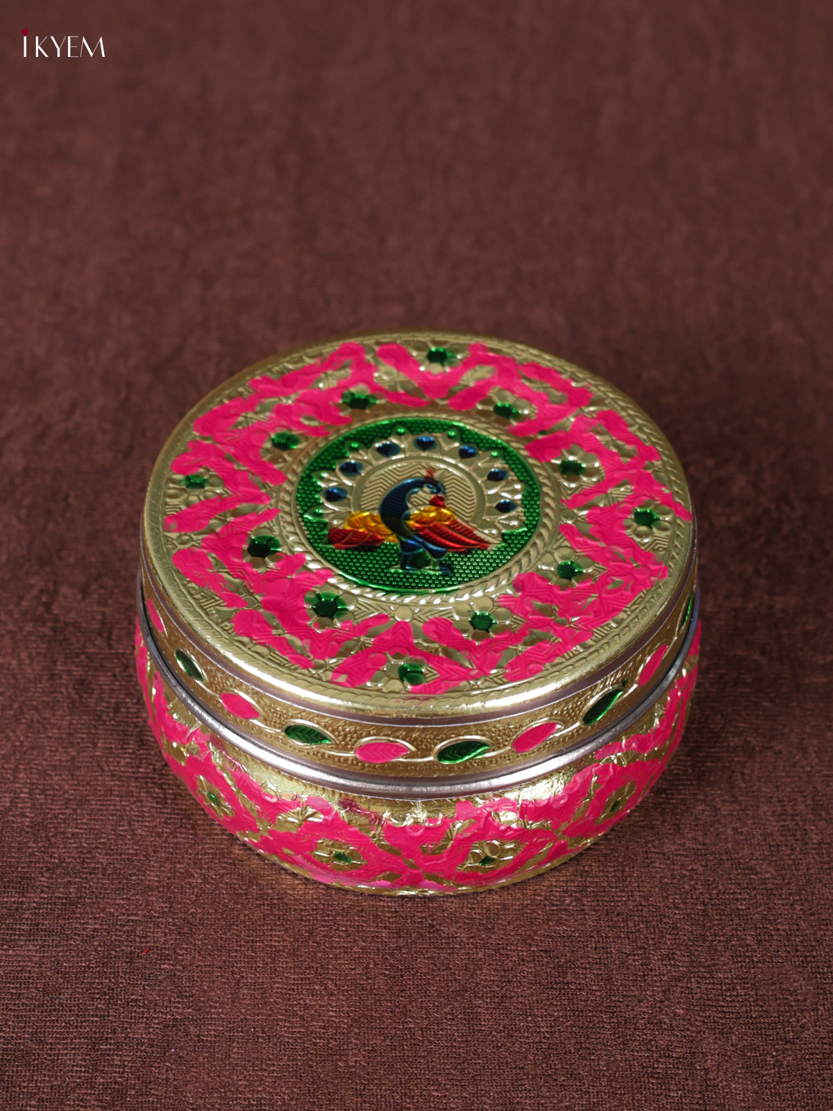 Vibrant Rani Pink Steel Kitchen Storage Box With Meenakari Design 