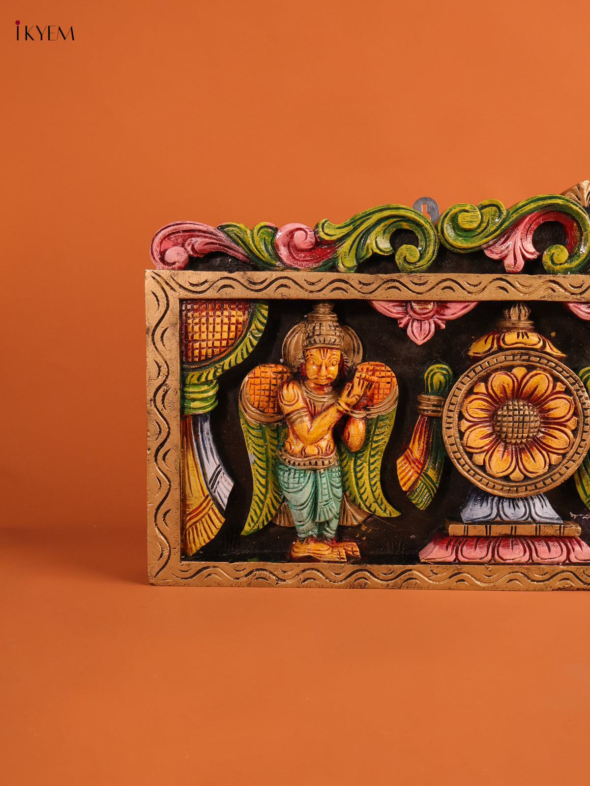 Vibrant Wooden Hand Carved Sangu Chakram Namam Panel 2