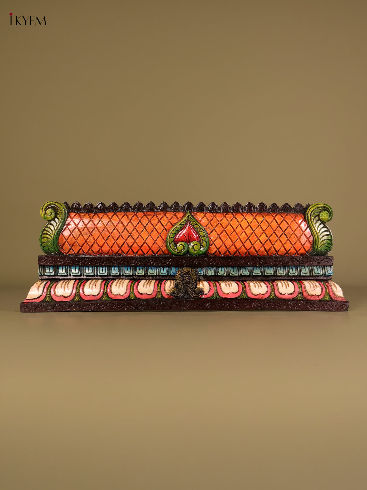 Vivid Hand Carved Temple Gopuram Wooden Panel 