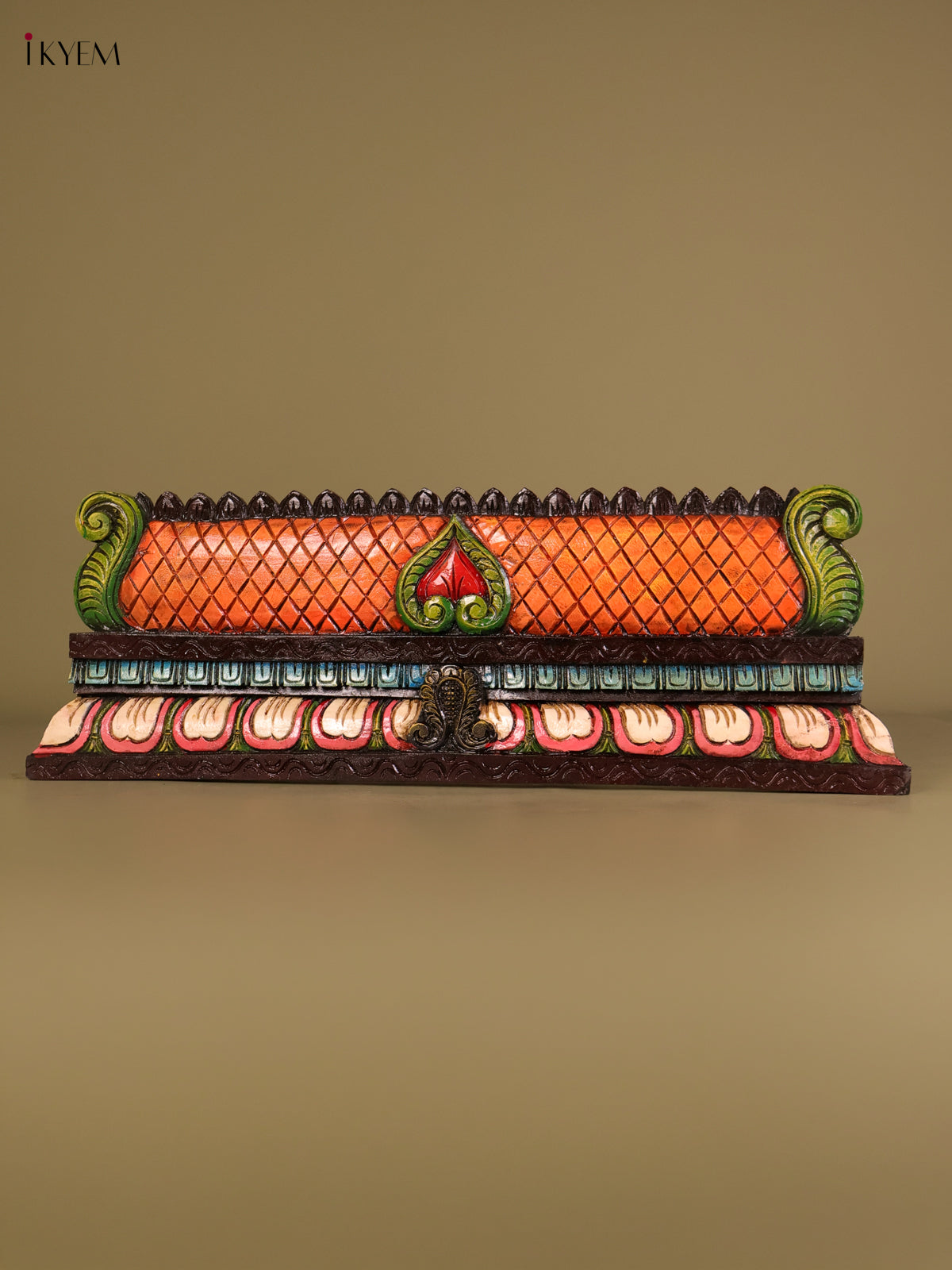 Vivid Hand Carved Temple Gopuram Wooden Wall Panel 2