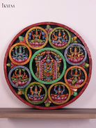 Vivid Hand Painted Lord Balaji & Astalakshmi Wooden Circular Panel 