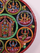 Vivid Hand Painted Lord Balaji & Astalakshmi Wooden Circular Panel 2