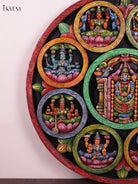 Vivid Hand Painted Lord Balaji & Astalakshmi Wooden Circular Panel 3