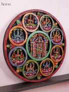 Vivid Hand Painted Lord Balaji & Astalakshmi Wooden Circular Panel 4