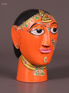 Vivid Orange Hand Painted Cheriyal Wooden Idol 1