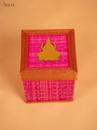 Vivid Pink Korai Gift Box with Net Potli & Lakshmi Motif 2