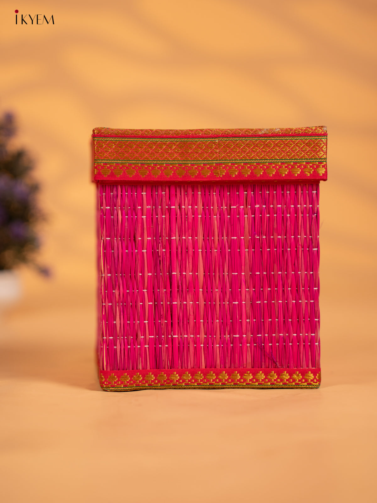 Vivid Pink Korai Gift Box with Net Potli & Lakshmi Motif 3