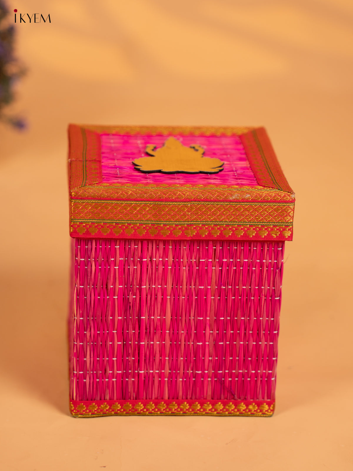 Vivid Pink Korai Gift Box with Net Potli & Lakshmi Motif 5