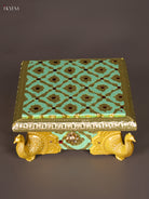 Vivid Pista Green Meenakari Manai with Peacock Embossed Legs 
