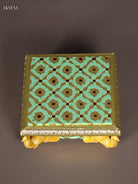Vivid Pista Green Meenakari Manai with Peacock Embossed Legs 1