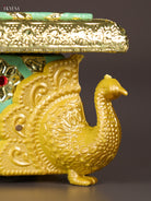Vivid Pista Green Meenakari Manai with Peacock Embossed Legs 2